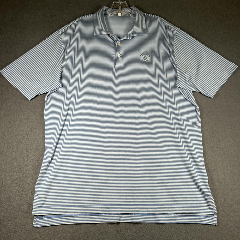 Peter Millar Polo Shirt Mens XL Blue Striped Summer Comfort Golf Woodmont